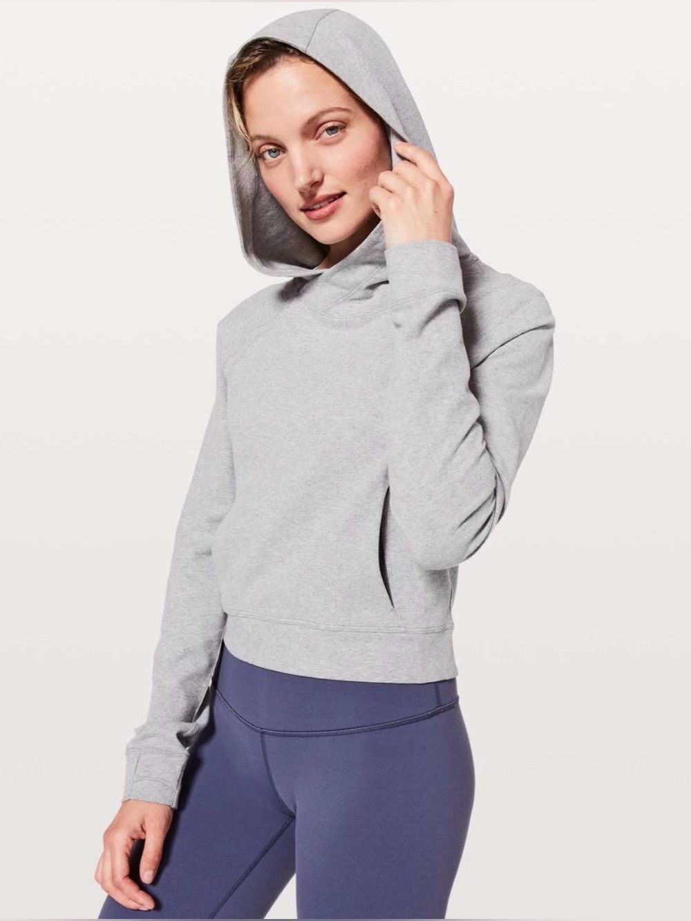 Lululemon Nice & Natural Popover Sweatshirt Hoodie Crop Stretch Gray Women’s 6